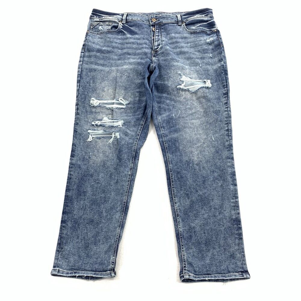 Maurices Distressed High Rise Boyfriend Jeans 20W Womens Acid Wash Denim Plus